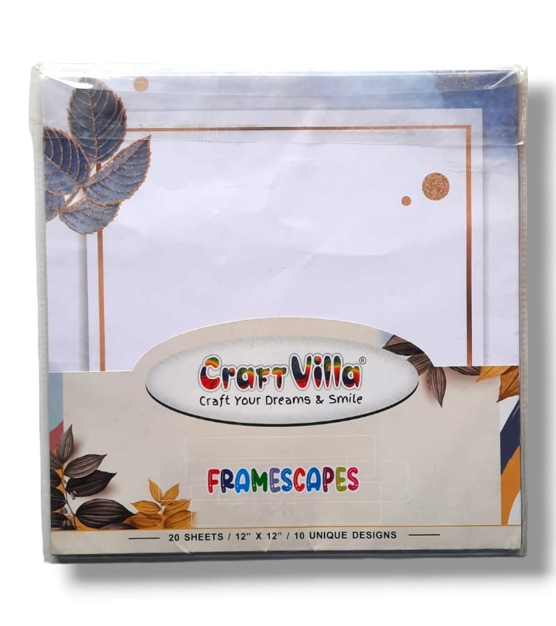 Craft Villa Designer Craft Paper Pack - Frame scrapes Sheets (20 sheets of 10 Unique Designs)